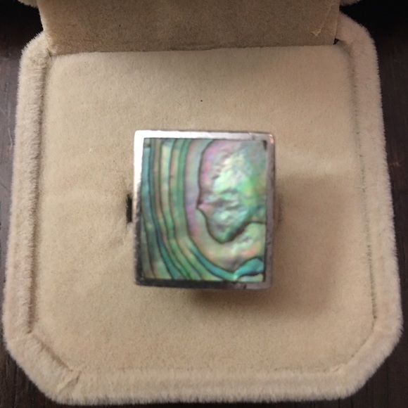 Vintage Jewelry - 🌱Sterling Silver Square Cut Abolone Ring size 6🌱